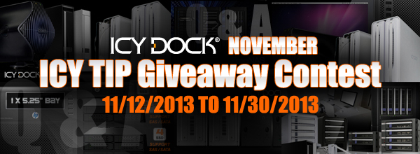 ICY DOCK November ICY TIP Giveaway Contest - 11/12/2013 ~ 11/15/2013