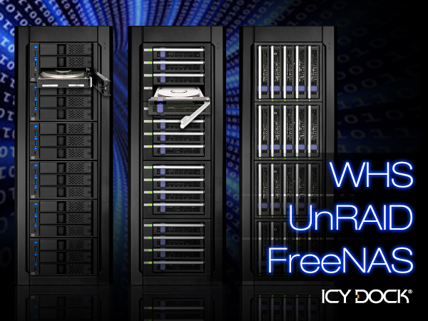 Build a DIY FreeNAS, unRAID and WHS NAS Media Center with ICY DOCK Hard Drive Cage Module