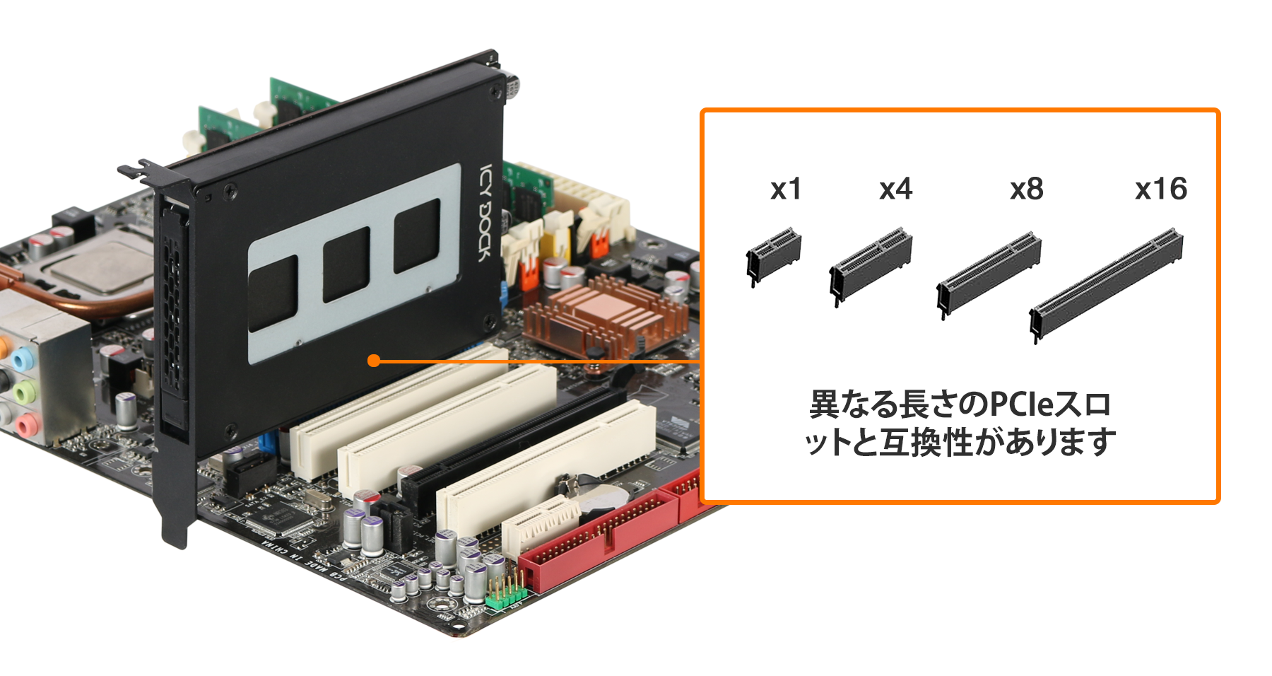 mb839sp-b PCIe x4、x8、およびx16フルレングスPCIeスロット とも互換性があります