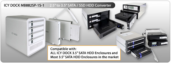 Negro Adaptador de 2.5 a 3.5 para SSD y SATA HDD Cremax MB882SP-1S-1B 