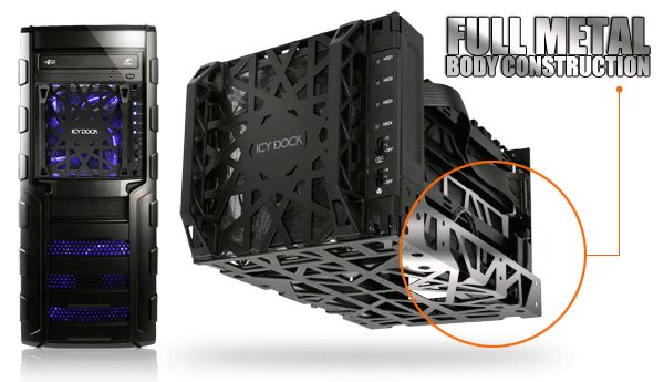 ICY DOCK Black Vortex MB074SP-1B 3.5 SATA HDD 4 in 3 Hot-Swap Module Cooler Cage 