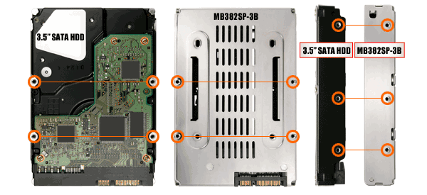 mb382sp-3b 2.5インチドライブを標準 3.5インチサイズに変換