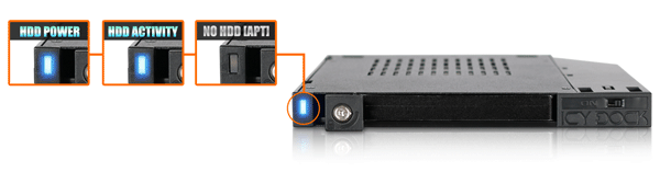 Les différents statuts LED en fonction de l'activité du disque inséré dans le MB511SPO-B