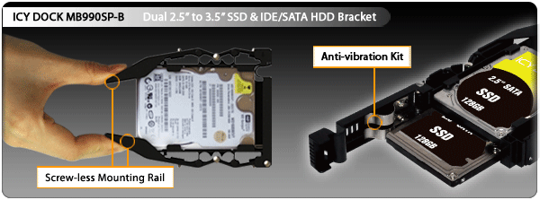 2.5" SSD HDD to 3.5" Mounting Adapter Bracket Tray Dock for PC SSD Holder ODCA 