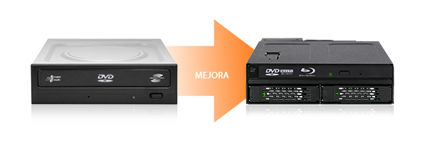 Cambio fotográfico de una unidad de disco estándar a una bahía de unidad dual SSD/HDD