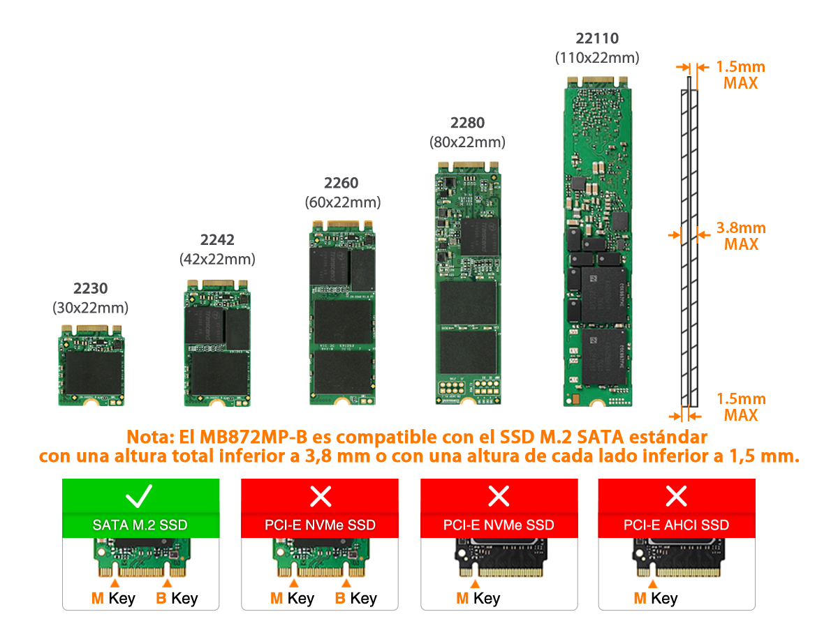 Foto que muestra con qué SSD es compatible el producto