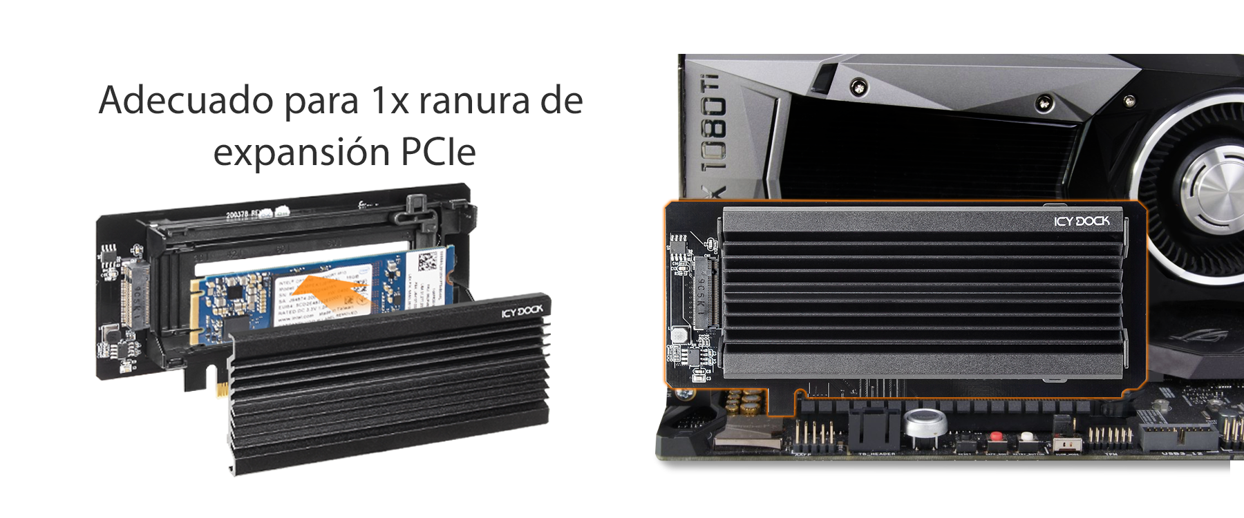 Foto que muestra la compatibilidad con una ranura de expansión PCIe